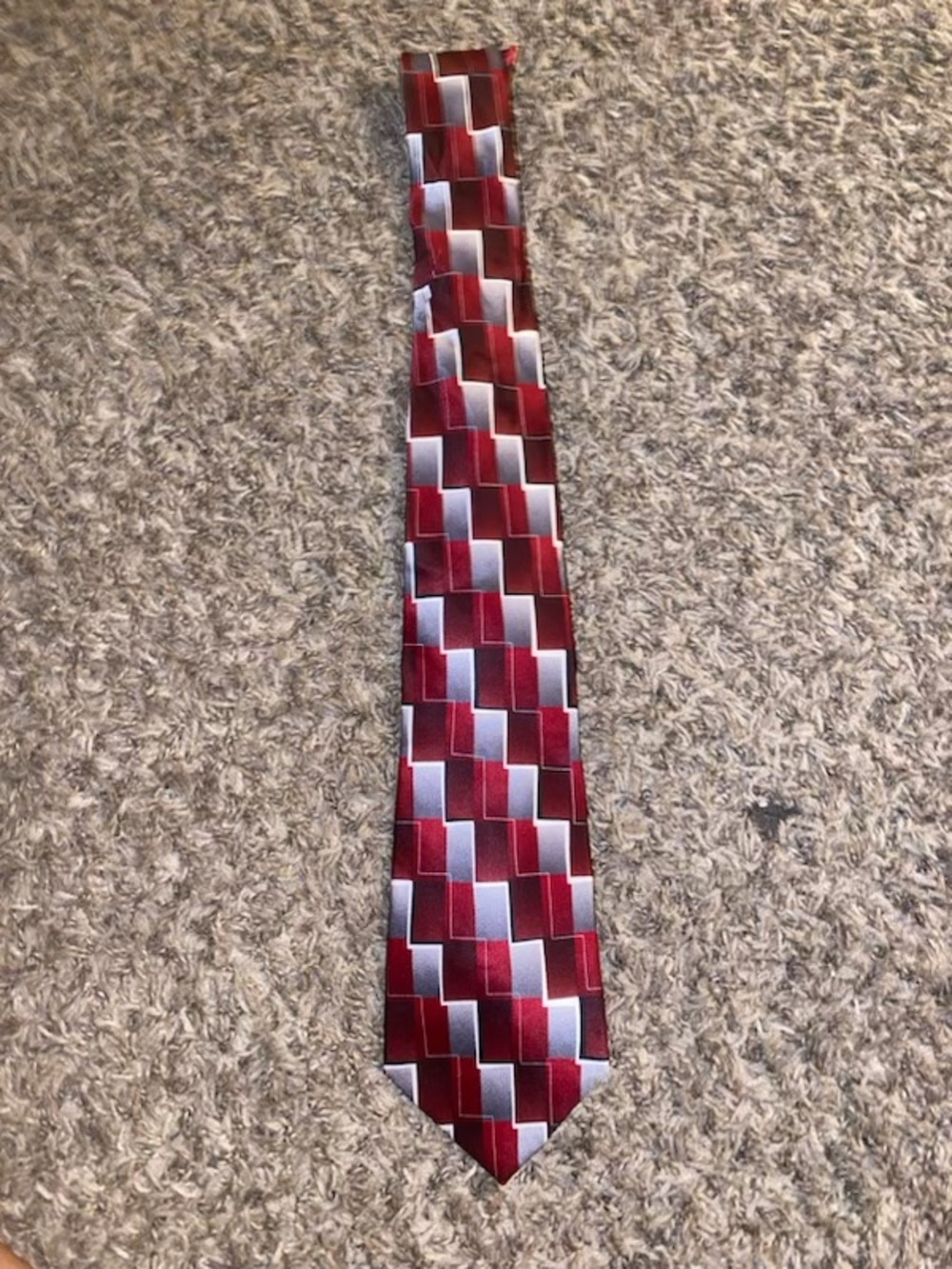 Murano Red and Silver Checkerboard Men's Tie